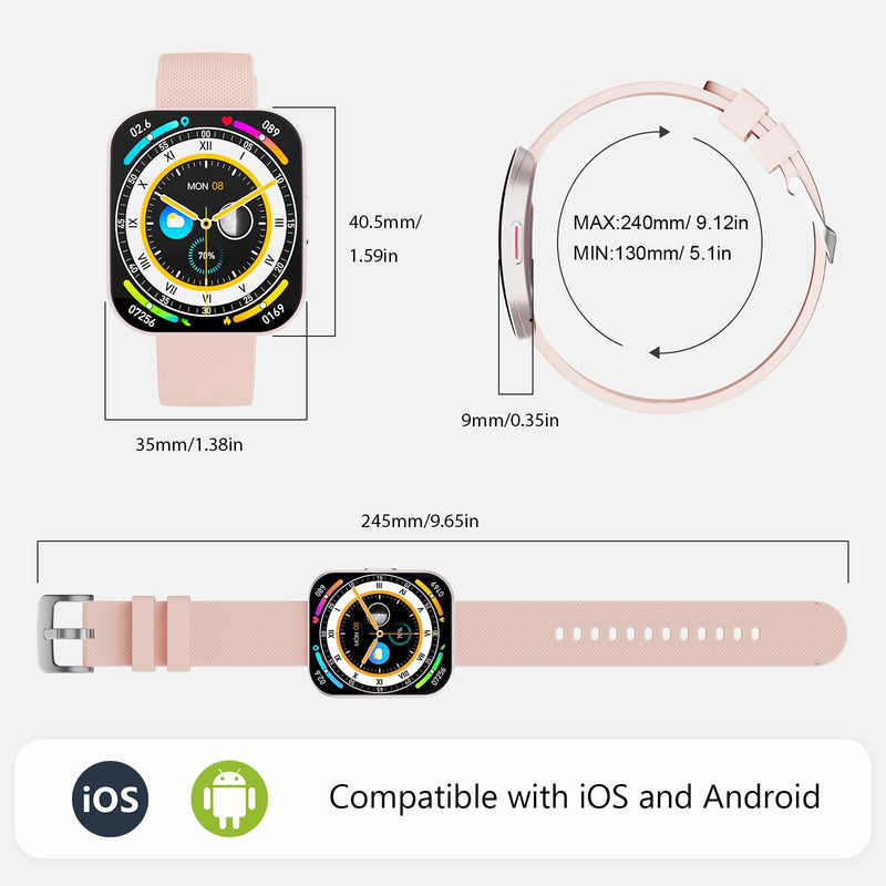 MFVLP Smart Watch for Men Women, Bluetooth Calls, AI Dial, AI Q&A, 1.85" HD AMOLED Curved Display Fitness Watch with Blood Pressure Sleep Heart Rate Monitor