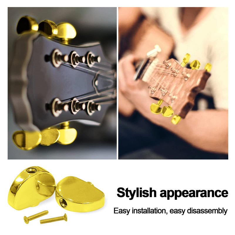 [AUSTRALIA] - 6PCS Metal Big Semicircle Guitar Tuning Pegs Tuners Machine Heads replacement Buttons knobs Handle (Gold) Gold 