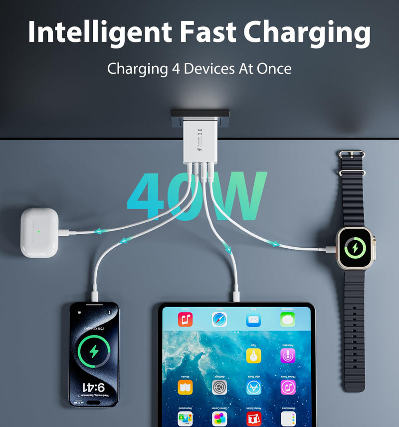 40W USB C Charger Block Fast Charging Cube, 2-Pack Type C Brick Dual PD&QC Wall Plug Adapter for iPhone ALL Series & iPad, Tablets, for Samsung, Cell Phones Android 2-Standard