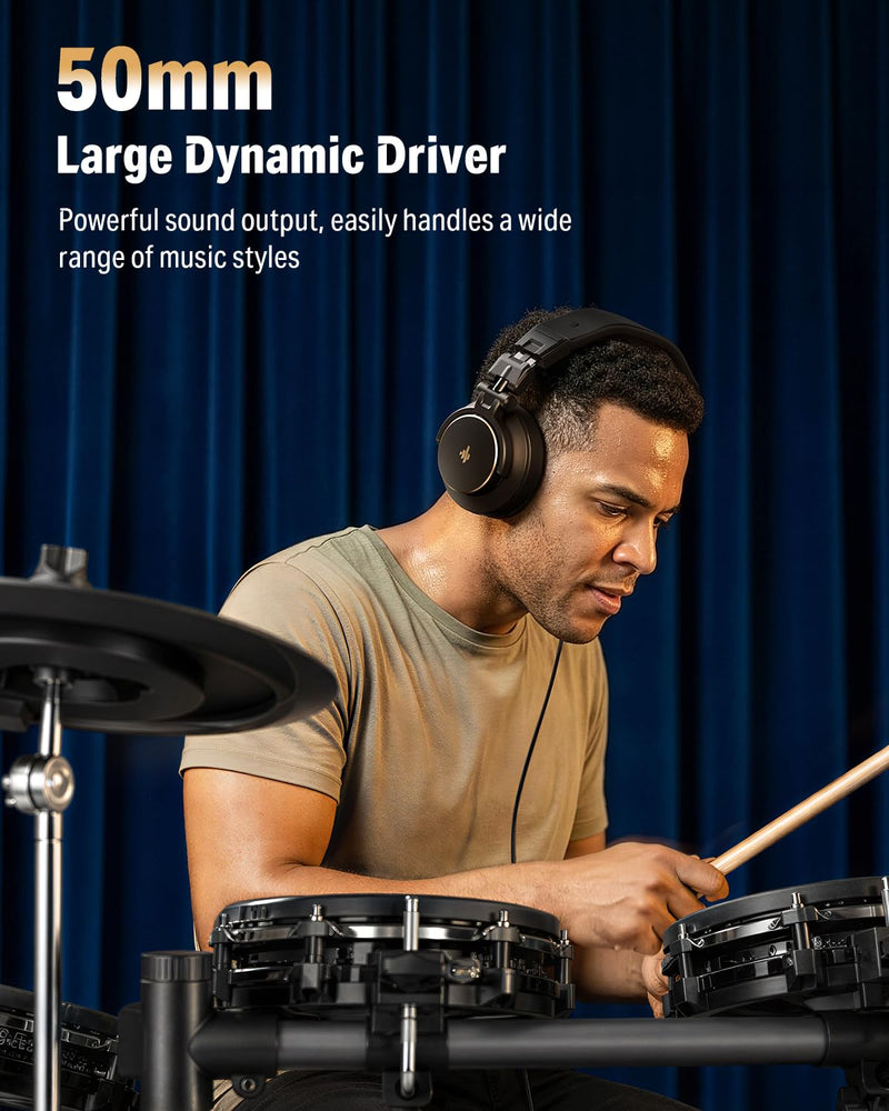 Donner MH1 Monitor Headphones for Electronic Drum Set, Drummer Headphones for Electric Drum Kit, Wired Audio Isolation Headphones for Recording