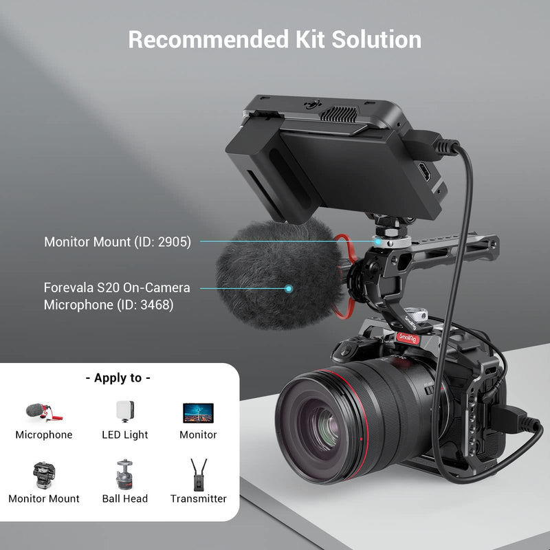 [AUSTRALIA] - SmallRig Top Handle with 3/8"-16 Locating Pins for ARRI Grip for Camera Cage, Universal Video Rig with 5 Cold Shoe Adapters to Mount DSLR Camera with Microphone/LED Light/Monitor - 3765 
