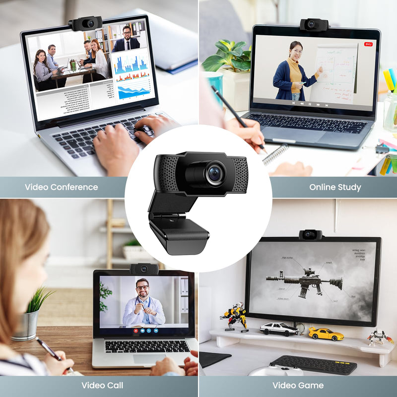 wansview Webcam with Microphone, 1080P HD Webcam for PC with 30 FPS, USB Web Camera for Computer Desktop, Plug and Play, Works with Live Streaming/Zoom/Skype/YouTube/Video Call/Online Meeting/Gaming