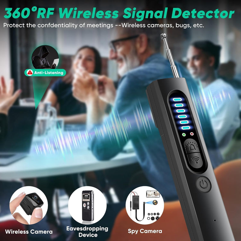 Hidden Camera Detectors and Bug Detector, Anti-Spy Camera Finder Detector, GPS Hidden Camera Detector, Tracking Device Detector, Camera Detector for Hotels, Home, Office (Black)