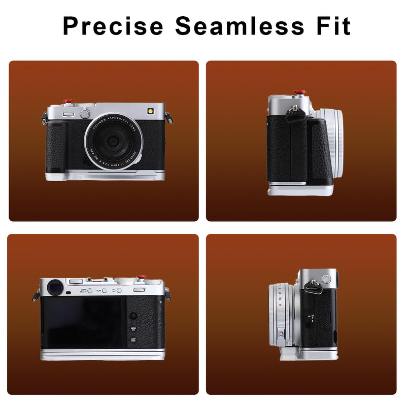 [AUSTRALIA] - Haoge Handle HandGrip for Fujifilm X-E5 Camera Body L-Shape Grip Bracket HG-FUXE5N-S Silver with Arca-Swiss Standard Plate Silver-Plate 