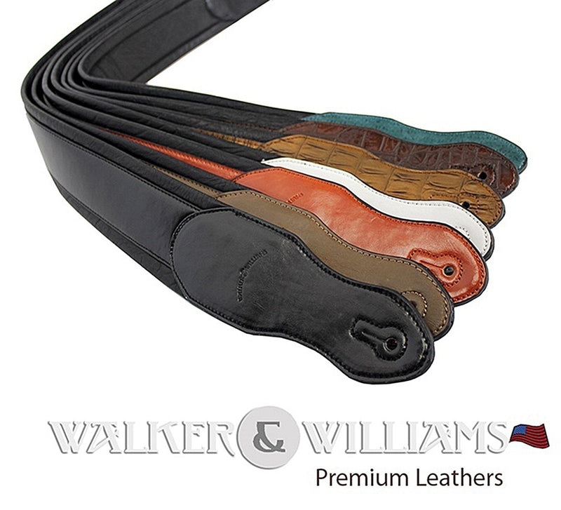 [AUSTRALIA] - Walker & Williams SF-03 White & Black Textured Snake Pattern Guitar Strap with Snakehead 