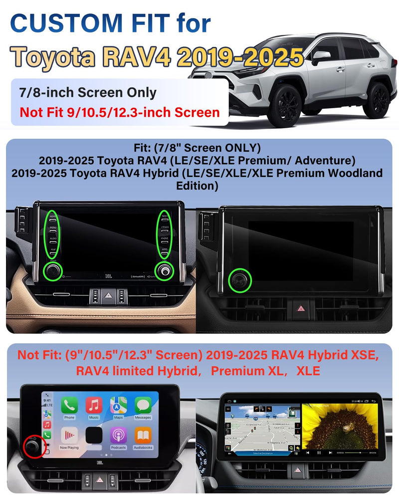 SKYLOTEC Phone Holder for Toyota RAV4 2019-2025 7/8-inch Screen | RAV 4 Car Phone Mount Accessories, Automobile Cradles for iPhone All Smartphones, NOT for 9/10.5-inch/Prime XSE Universal Holder 2019-2025 Toyota RAV4 | 7/8-Inch