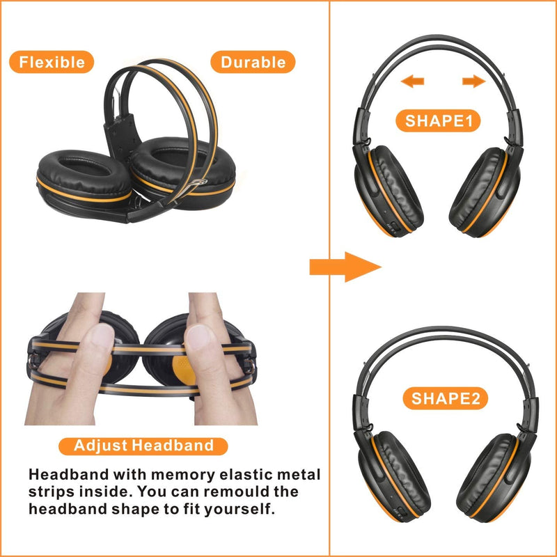SIMOLIO IR Headphones for Car DVD, Wireless Honda Odyssey Infrared Headsets | 2 Pack 2-Channel Universal Foldable w/ Volume Limit, AUX Cable& Bag for Toyota Sienna, Chrysler Pacifica, GMC Yukon, uConnect