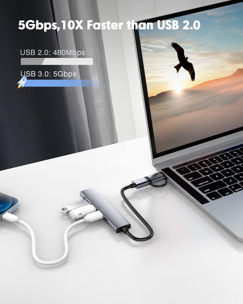 USB C to USB C Hub,4-Port USB C Hub/USB to USB C Adapter,Data Transfer Only