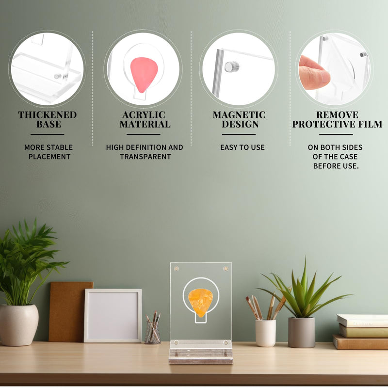Acrylic Guitar Pick Display Case Clear Guitar Pick Stand Holder Coin Collectible Guitar Pick Display Easel, 2.5 x 1.8 x 3.95 Inch