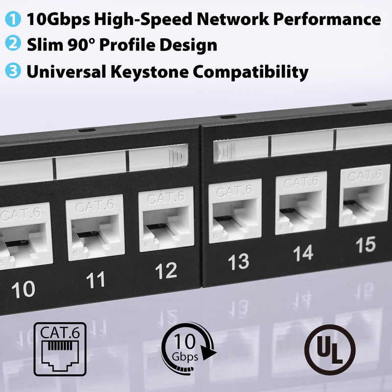 Cyberguys! 90° Cat6 Keystone Jacks, 10Gbps RJ45 Connectors Cat 6, 25-Pack | Keystone Jack Adapter Slim Profile 90° Angled Speed Termination Tool for Patch Panels & Wall Plates