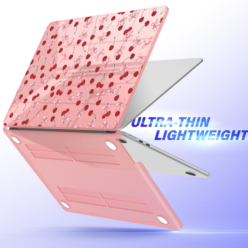 IBENZER Compatible with 2024 2023 2022 MacBook Air 13 inch Case M3 A3113 M2 A2681, HardShell Case & KeyboardCover & ScreenFilm & Type-C Adapter for Mac Air 13.6, Cherry, AT13-KK-CHRY+2TC For Macbook Air 13.6" M3 A3113 M2 A2681
