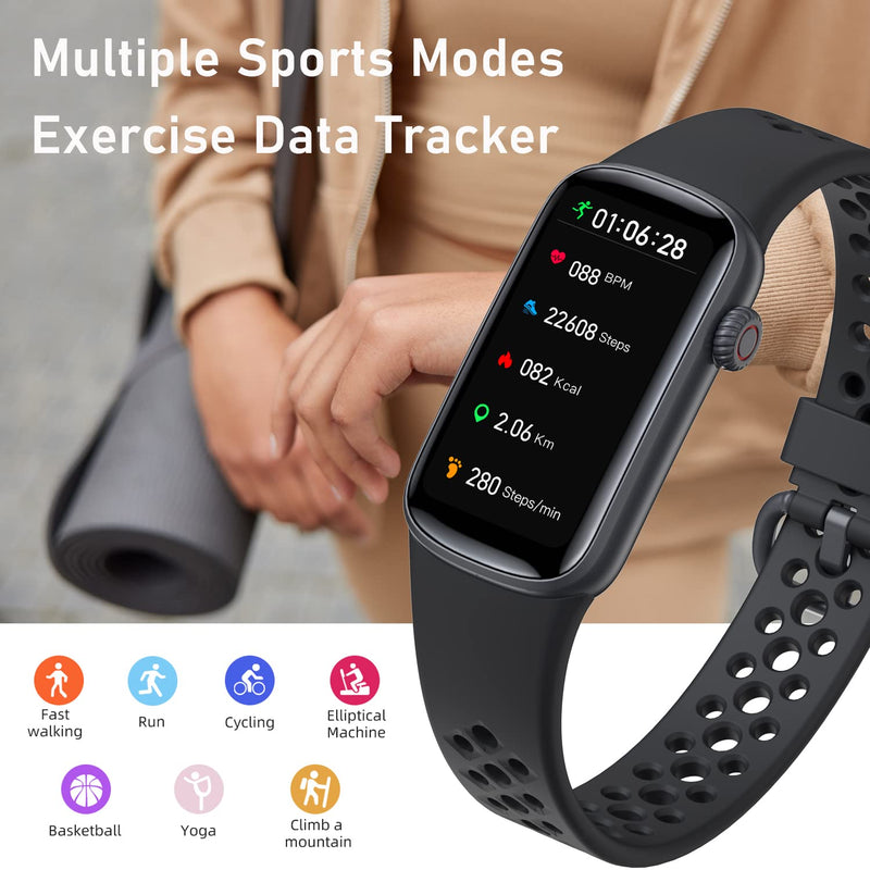 Fitness Tracker Step Counter Watch for Men Women Laides Smart Watches Message Notification IP68 Waterproof Activity Tracker Compatible with Android iOS Phones black