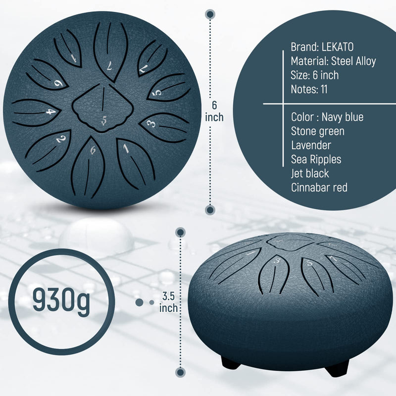 [AUSTRALIA] - LEKATO Steel Tongue Drum 6 Inch 11 Note Sound Healing Beginner Handpan Drum Percussion for Meditation Yoga Musical Education 