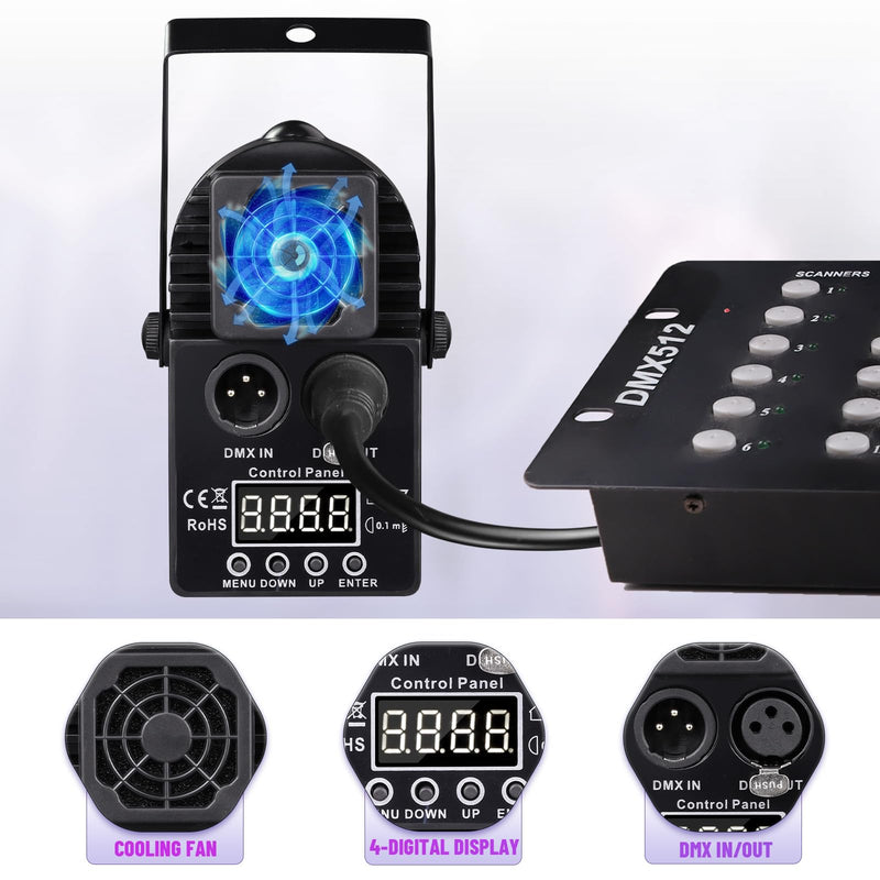 Pinspot Light 15W DMX 2 Pack, Czgor RGBW Disco Ball Lights with Remote Control, DMX512, Sound Activated Pin Spotlight for Party Wedding DJ Disco Shows RGBW Light 2Pack
