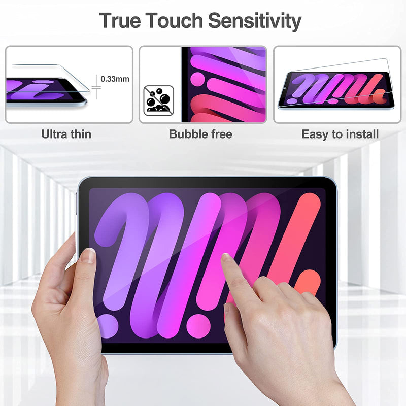 2 Pack Screen Protector for iPad Mini 6 8.3" 2021, Tempered Glass Film Guard for iPad Mini 6th A2567 A2568 A2570 -Clear 2 Pack