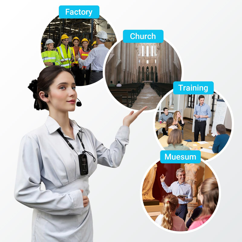 IndoorLink Over Ear Headworn Microphone for Churches, Factory/Museum Visit, Exhibition, Court.