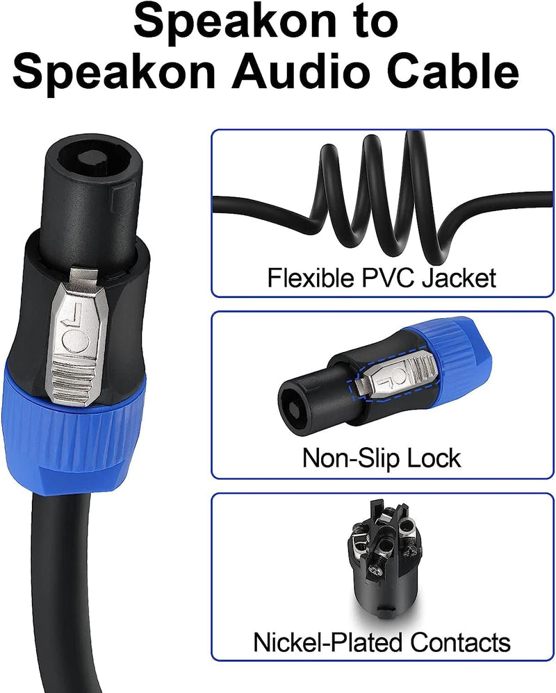 EBXYA 3 Feet Speakon Speaker Cable 12 Gauge(AWG) - Premium Speakon to Speakon Audio Cable Cord with NL4FX (NL4FC) Connector - 4 Conductor 3 Feet /1 Meter