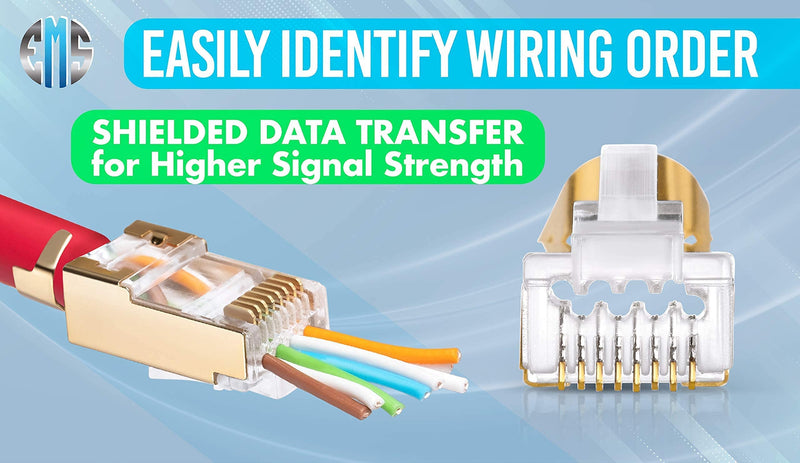 Bundle – 2 Items: RJ45 Cat7 & Cat6A Pass Through Connectors - 30 Pcs + RJ45 Crimp Tool for Pass Through Connector End