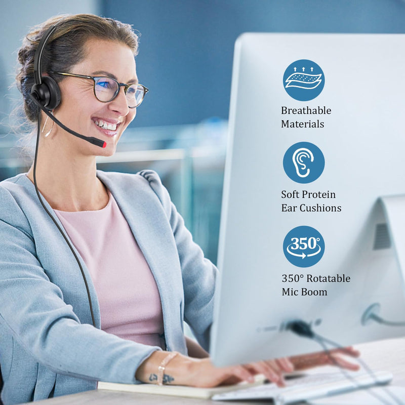 [AUSTRALIA] - USB C Headset with Microphone Noise Cancelling for PC Mac, Wired USB Type C Headphones for iPhone Android Samsung Laptop Zoom Skype Webinars Home Office, in-line Control, Clear Chat 