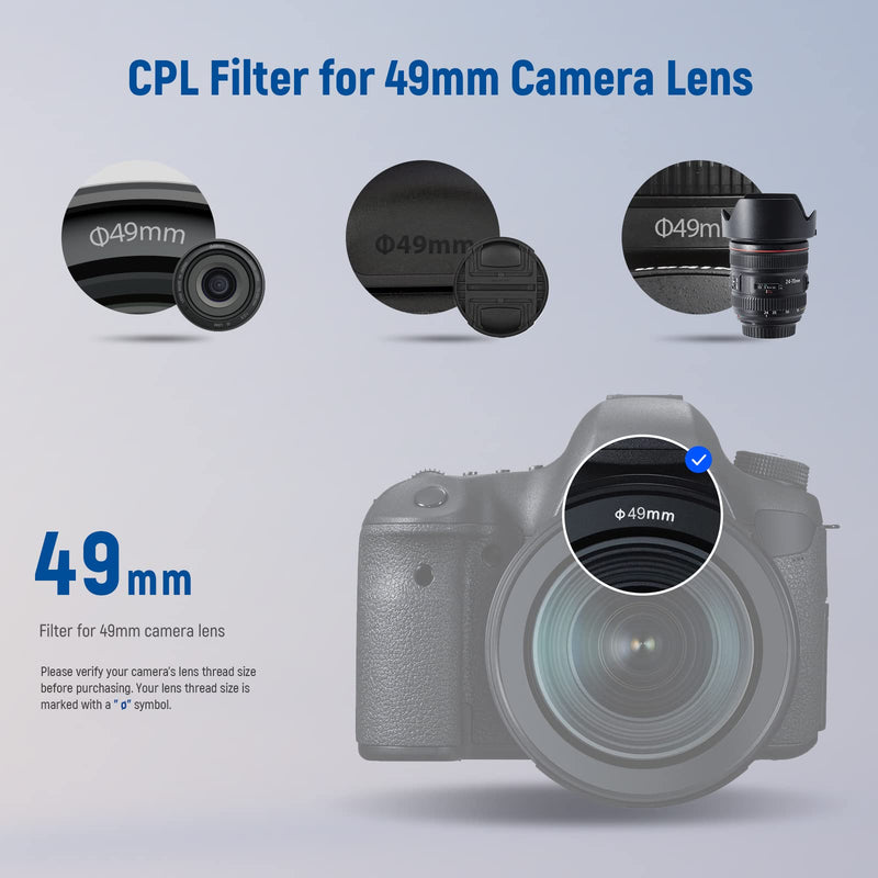 NEEWER 49mm Polarizer Filter 30 Layer Multi Resistant Nano Coated Circular Polarizing Filter(CPL) with HD Optical Glass/Ultra Slim Frame, Reduce Glare/Enhance Contrast/Reduce Reflection