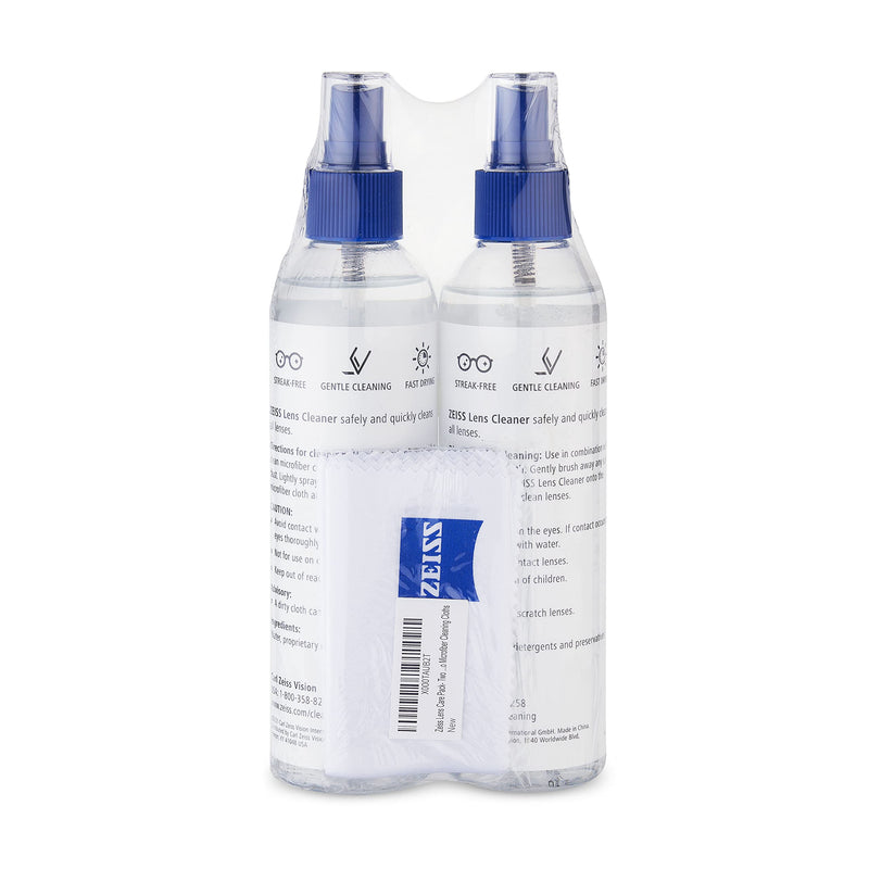 ZEISS Lens Care Pack - 2-8 Ounce Bottles of Lens Spray, 2 Microfiber Cleaning Cloths