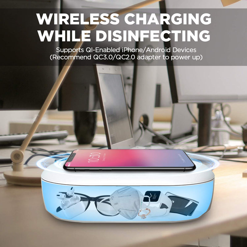 UV Light Sanitizer Box, Portable Phone Sanitizer with Aroma Diffuser, Fast Charging for Smart Phone, UV Sterilizer Box for Cell Phone, Jewelry, Watches, Glasses-Blue Blue