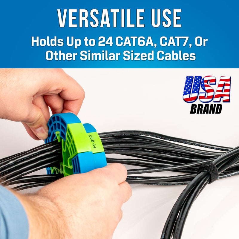 Jonard Tools CCB-34 Cable Comb Organizing Tool, Wire Comb, Dresser, Bundler, Ethernet Network Cable, Data Cat6A, Cat7 Blue/Green Cable Comb - CAT6/7