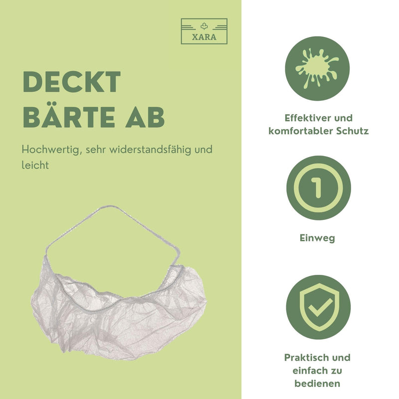 [AUSTRALIA] - XARA - 100 x Disposable Beard Protection - White TNT Beard Cover (12 g) with Neck Strap - Breathable & Tear-Resistant - Hypoallergenic & Recyclable for Catering, Food Industry 