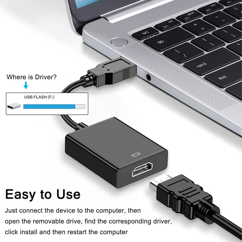[AUSTRALIA] - USB to HDMI Adapter, USB 3.0 to HDMI 1080P Video Audio Converter Connect PC, Laptop to Monitor, Support Windows XP 7/8/8.1/10 