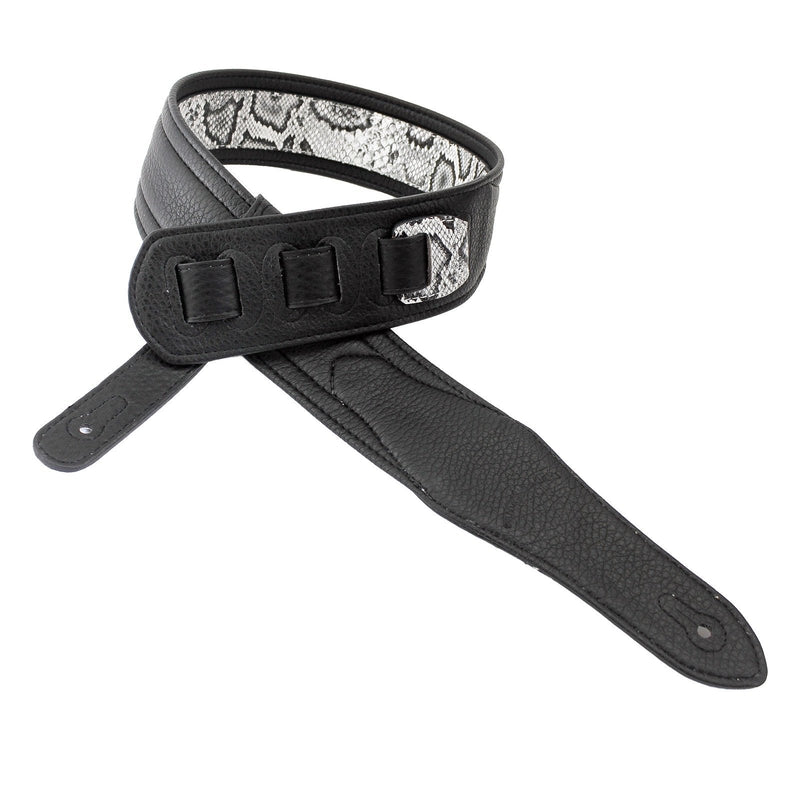 [AUSTRALIA] - Walker & Williams SF-03 White & Black Textured Snake Pattern Guitar Strap with Snakehead 
