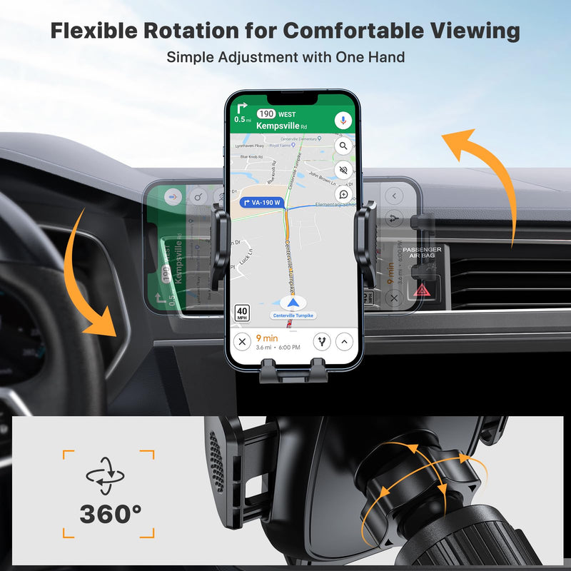 [AUSTRALIA] - Miracase Phone Holders for Your Car with Newest Metal Hook Clip, Air Vent Cell Phone Car Mount, Hands Free Universal Automobile Cradle Fit for iPhone Android and All Smartphones, Dark Black 