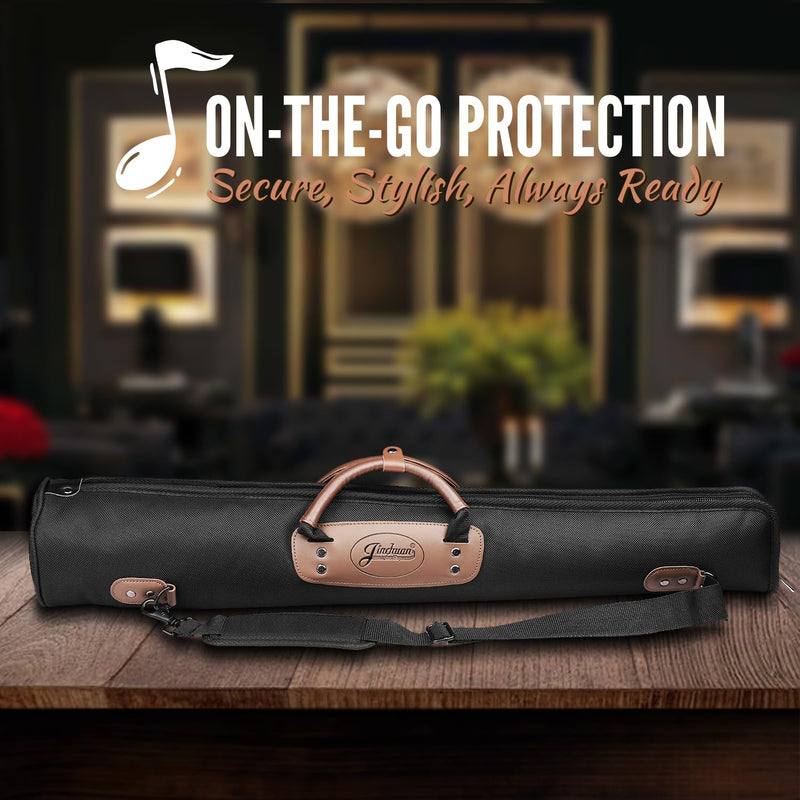 Flexzion Soprano Saxophone Case, Sax Gig Bag Backpack w/Strap, Pouch, Leather Handle, Music Instrument Storage, Lightweight, Water-Resistant & Shockproof for Wind Controller, Crampon Clarinet, Black,