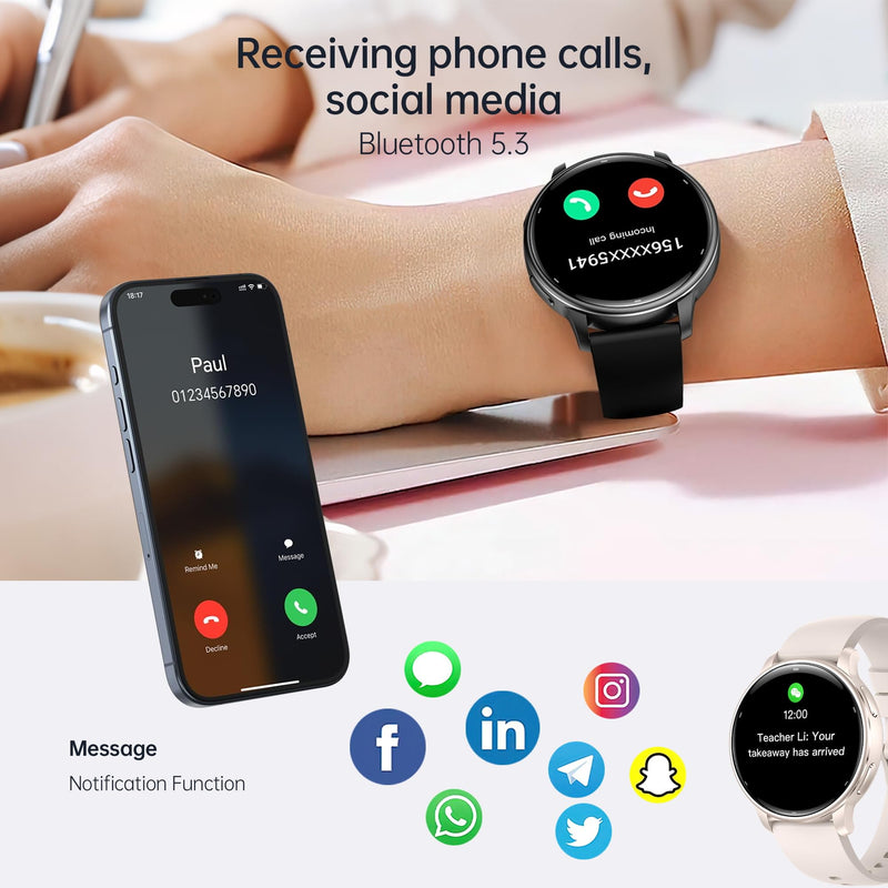 Smart Watch for Women, AMOLED Bluetooth Call Fitness Tracker | GPS Smartwatch with Heart Rate, Sleep, SpO2 & Female Health Monitoring, 3ATM Waterproof, Compatible with iPhone Android