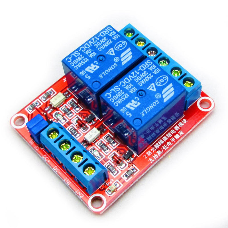 Hailege 2pcs DC 12V 2 Channel Relay Module with Insulated Optocoupler High and Low Level H/L Level Trigger Module Triggered by DC 12V