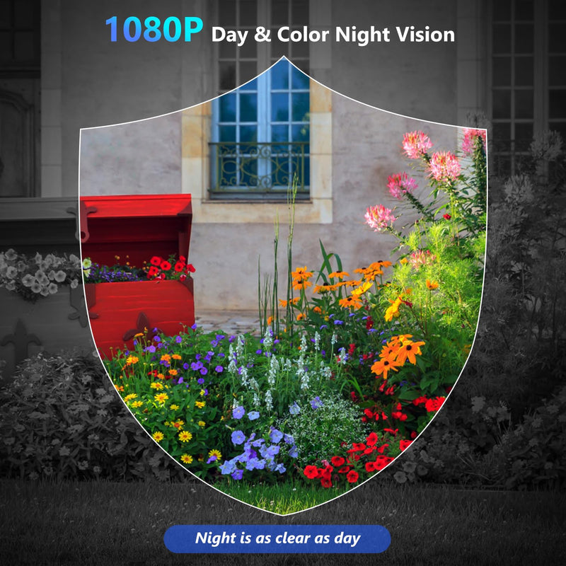 1080P Security WiFi Cameras for Home Security, Wireless Outdoor with Motion Detection, Spotlight/Siren Alarm, Color Night Vision, 2-Way Talk, Waterproof SD/Cloud Storage Battery Powered White