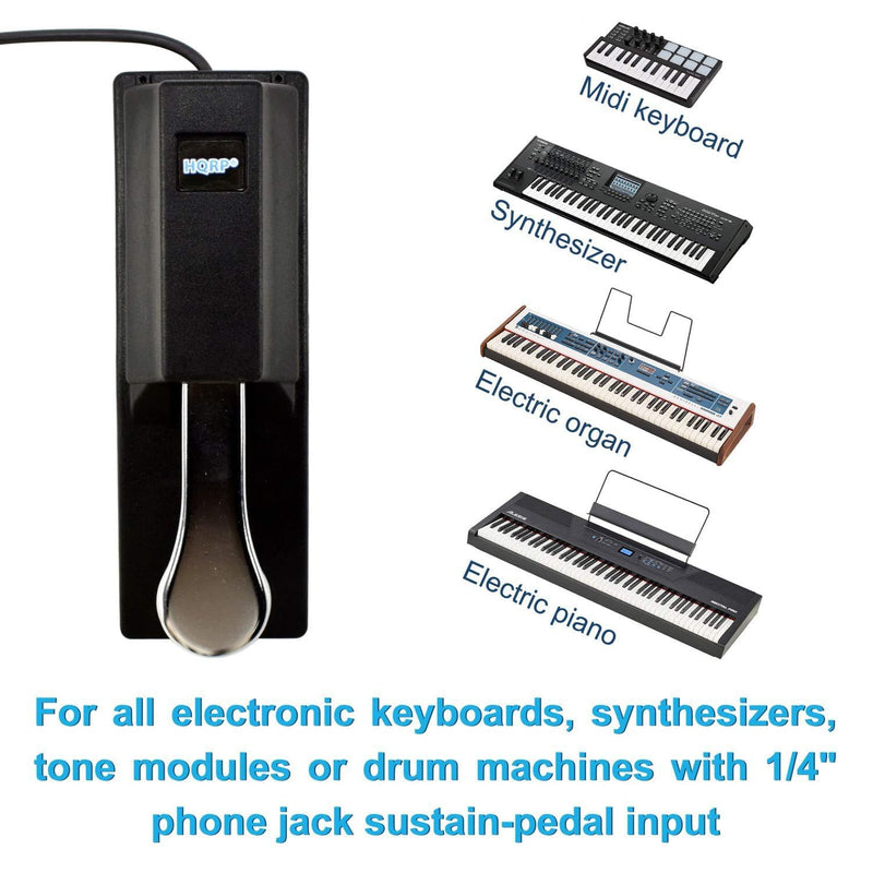 HQRP Sustain Pedal compatible with Casio WK-220 WK-225 LK-50 LK-55 LK-73 LK-230 LK-160 LK-165 LK-240 LK-270 LK-280 XW-P1 XW-G1 WK-200 WK-1300 WK-240 WK-245 WK-7600 Keyboards