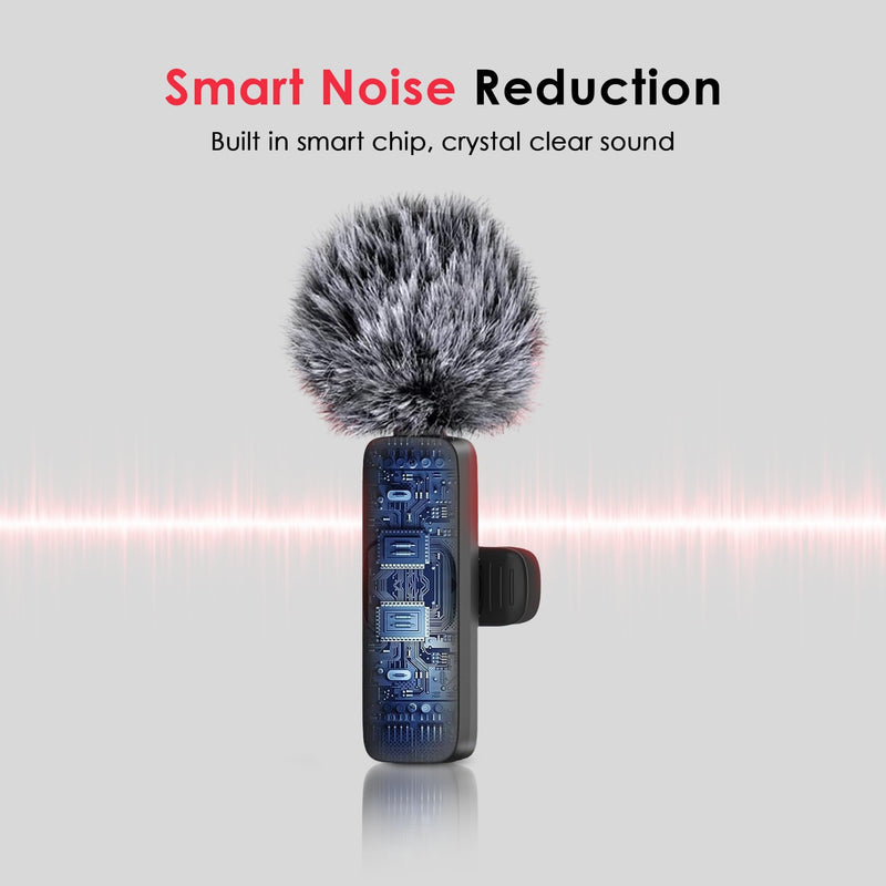 [AUSTRALIA] - Wireless Microphone for iPhone, iPad, Android, Lavalier Microphone for Video Recording - 2 Pack iPhone Mic Crystal Clear Recording with USB-C for Podcast Microphone, ASMR, TikTok Black 