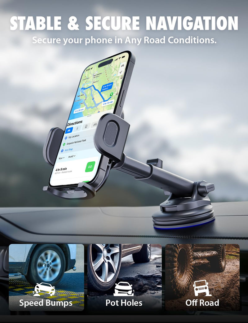 Bracketron TripGrip 2.0 Car Phone Holder, Dash & Window, Suction Cup, 360° | TripGrip 2.0 suction cup car phone mount with one-hand operation and secure mounting for iPhone, Samsung, and GPS devices