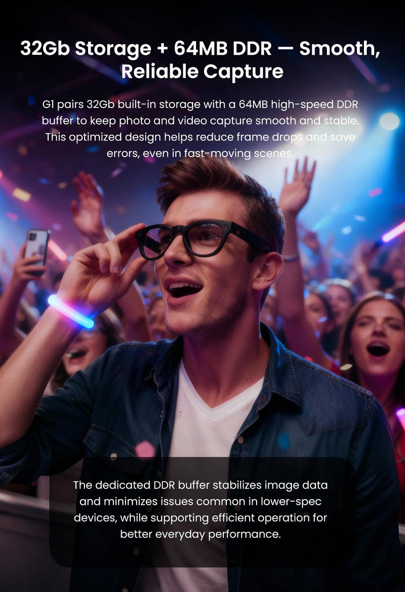 G1 AI Smart Glasses with Camera and Bluetooth, 8MP Video Recording Glasses | Camera glasses with AI translation, visual recognition, voice assistant, Bluetooth audio and hands-free photo/video capture G1 Carbon Black