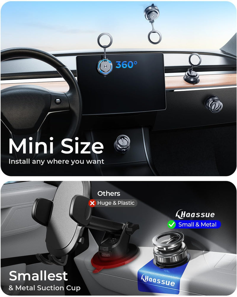 Vacuum Magnetic Car Phone Holder for MagSafe, Car Mount, Black | 109+ Lbs Vacuum Suction and 2800+Gf Magnetic Grip with 360° Rotation for Secure Mounting on Dashboards, Windshields & Mirrors