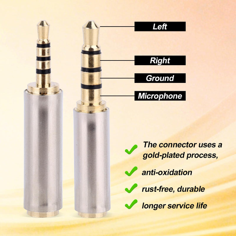 2pcs 2.5mm to 3.5mm & 3.5mm to 2.5mm Stereo/Mono Audio Adapters | Male-to-Female Stereo Audio Converter Jack Adapter for Headphones Smartphones Tablets Mic Television