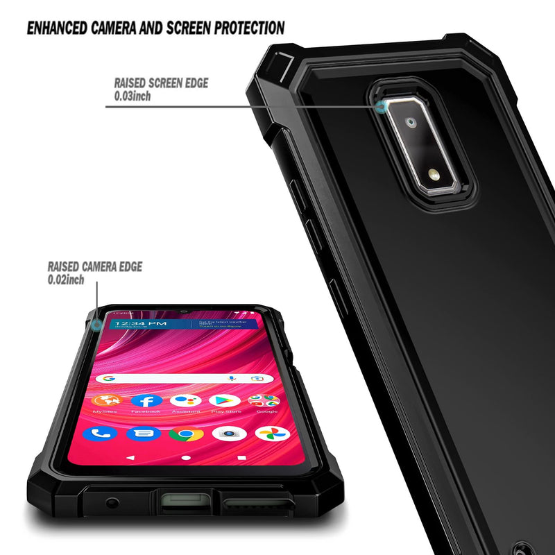 Compatible with BLU View 4 (B135DL) / View 2 2023 Case with Tempered Glass Screen Protector, Full-Body Protective Shockproof Rugged Bumper Cover, Impact Resist Case (Black) Black