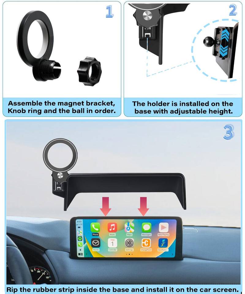 Car Phone Holder for 2021 2022 2023 2024 2025 Mazda CX-5 Accessories | 10.25-inch Screen Clip-On MagSafe Strong Magnets Cell Phone Mount, 360° Rotatable Hands-Free Holder, Not Block Air Vents fit for 2021-2025 Mazda CX5 (10.25 Inch)