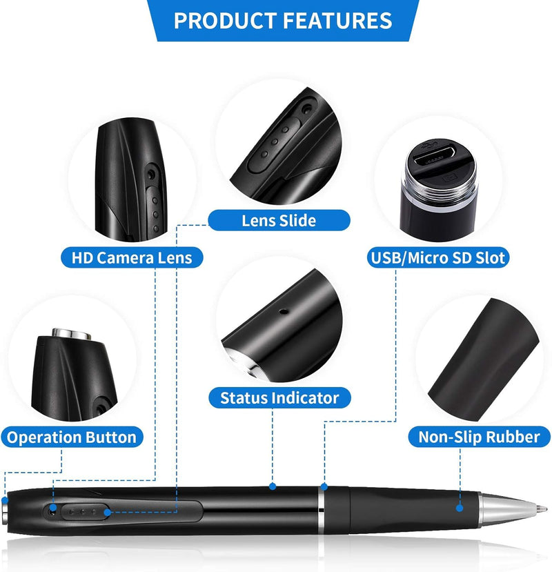 [AUSTRALIA] - Mini Video Camera,32GB Hidden Camera Spy Camera，1080P Portable Mini Nanny Video Surveillance Camera Suitable for Home, Office, and Meeting Recording【Supports 256GB SD Card】 