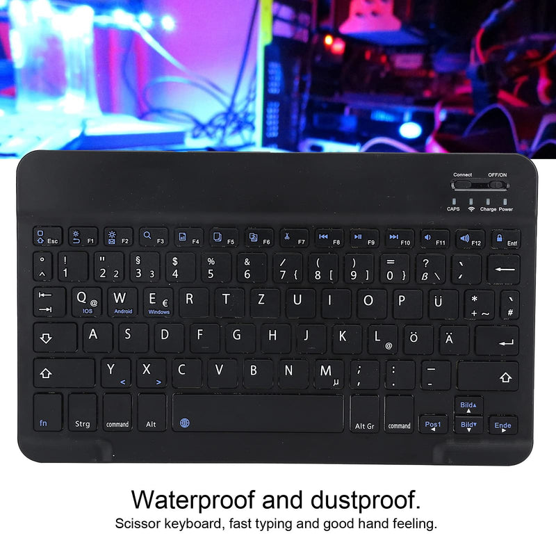 German Keyboard 10Inch Keyboard German Layout USB Computer Keyboard for Laptops, PC(Black) black