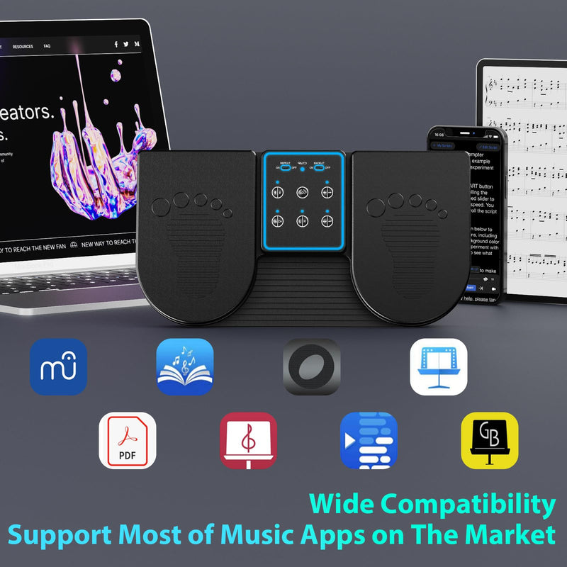 [AUSTRALIA] - Doohoeek Backlit Page Turner Pedal Wireless for iPads Tablets Phones, Rechargeable Universal Foot Pedal with 7-Color Backlit & Sensitive Pedals for Playing Instruments or Prompting 