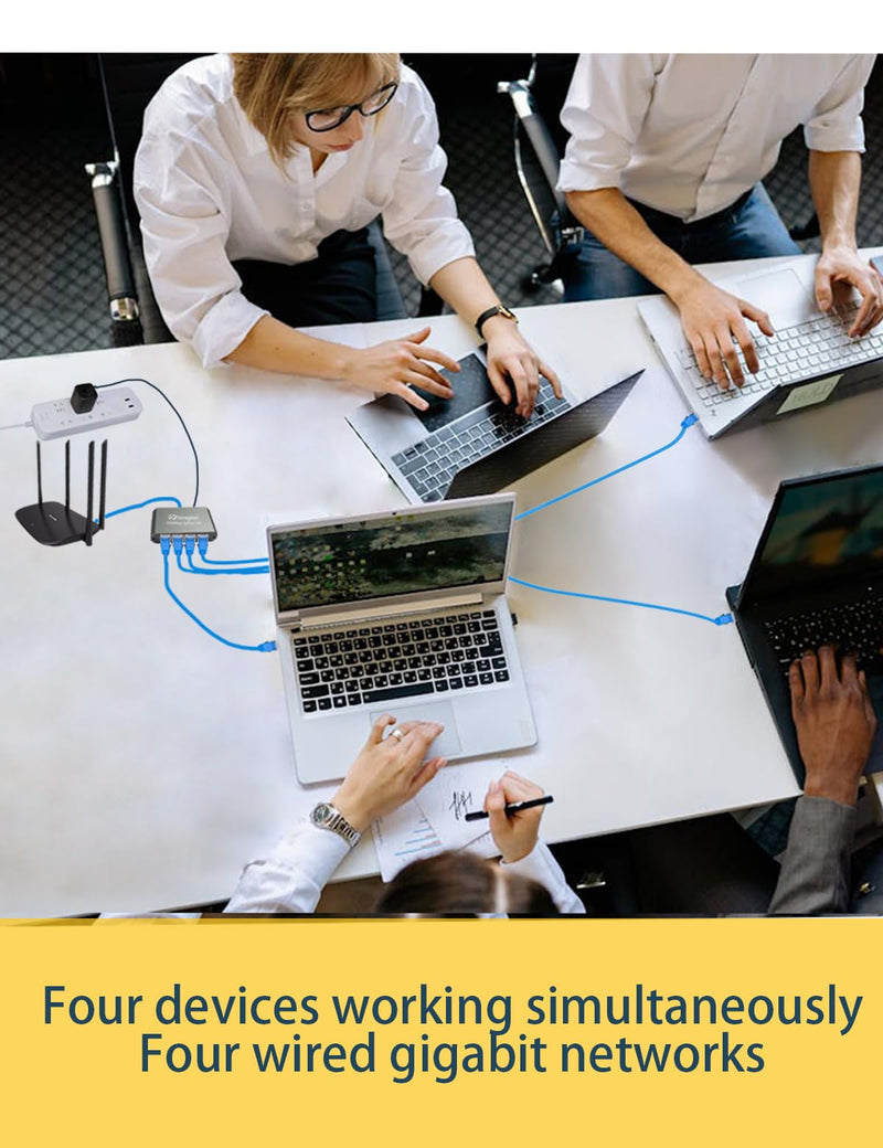 Ethernet Splitter, ethernet hub 4 Port gigabit,Ethernet Splitter 1 to 4,Network hub,Internet Switch 4 Port,netgear Switch (4 Devices Working simultaneously with Gigabit Network)