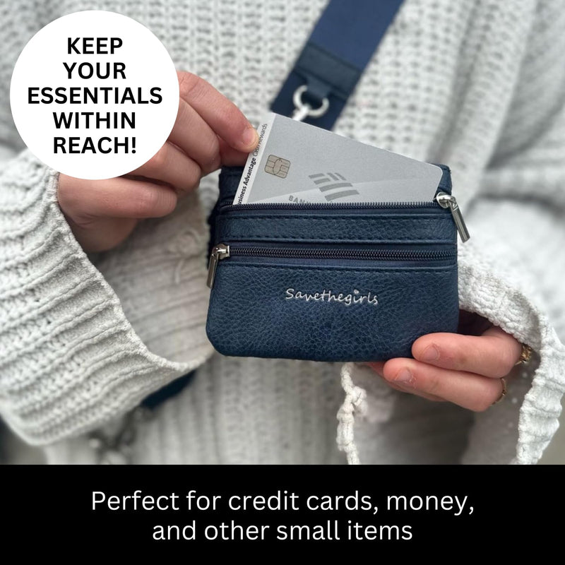 Save the Girls Clip & Go Phone Lanyard Crossbody Strap with Wallet, Black | Crossbody Cell Phone Lanyard Strap with Zippered Wallet Pouch. Adjustable, Anti-Theft Hands-Free Phone Holder for Women. Black - Black Pouch