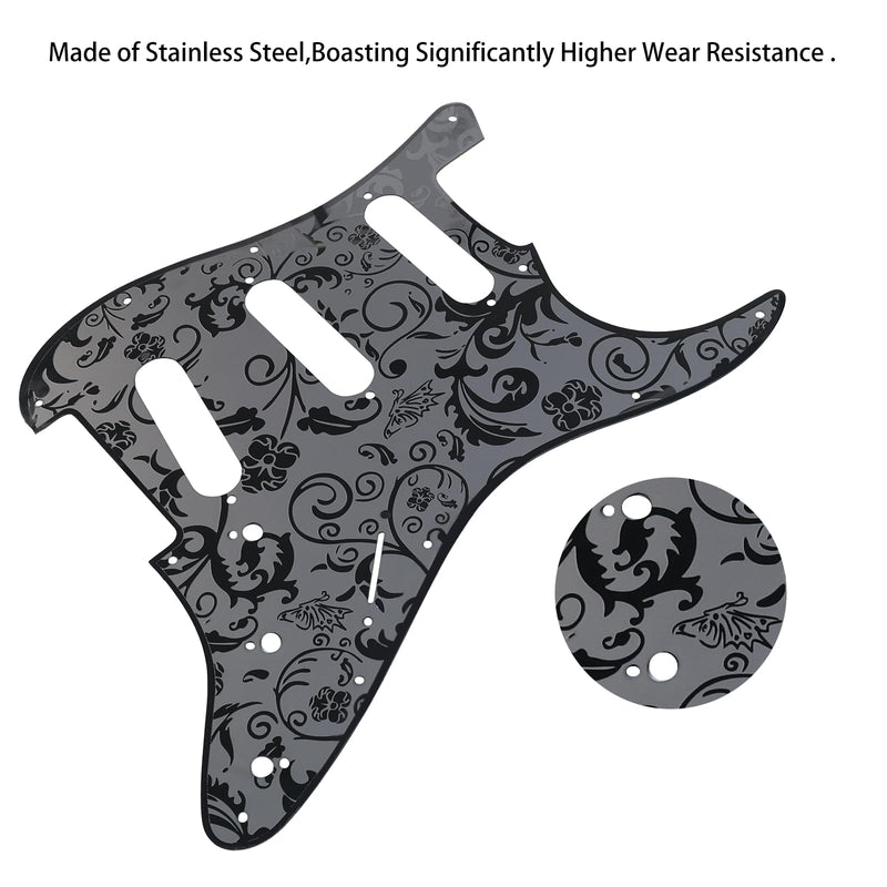 [AUSTRALIA] - Stainless Steel Guitar Pick guard 11 holes SSS Single Coil Mounting Screws 9/32''Potentiometer Metal Electric Guitar Pickguard Compatible with Stratocaster Strat ST Style Guitar(Black) SSS-7mm Black 