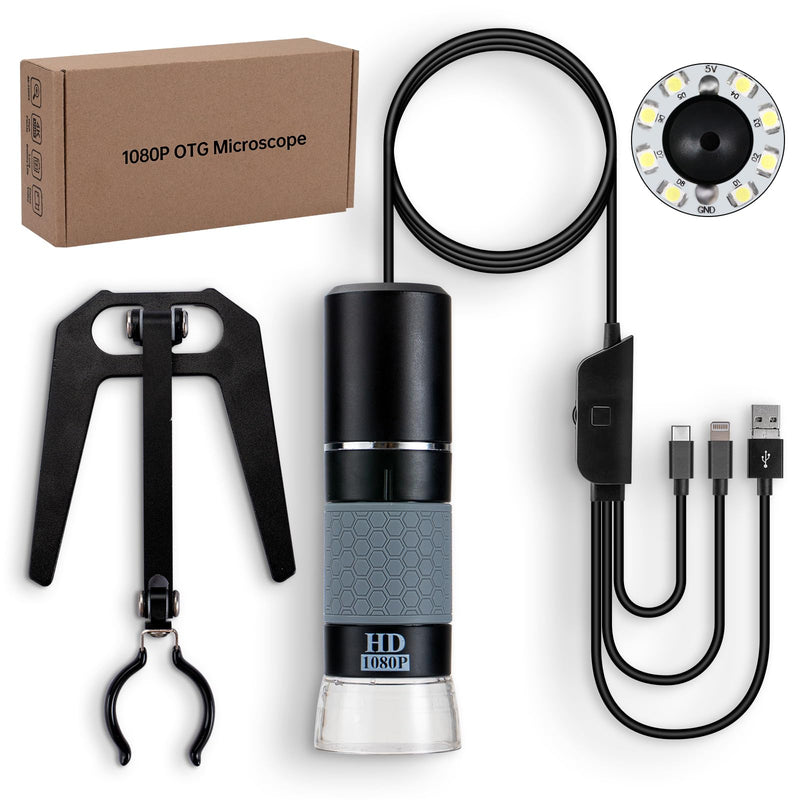 [AUSTRALIA] - USB Microscope Compatible with iPhone Android Phone Tablet and Windows Mac PC, HD 1080P Wired Digital Microscope Camera for Adults and Kids 